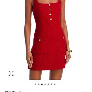 Aqua Cherry Red Tweed Mini Dress NWT missing one button size medium